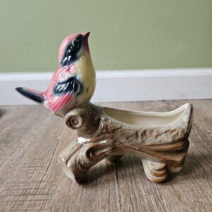 Royal Copley - Bird On Log Planter - Vintage - 6.5"